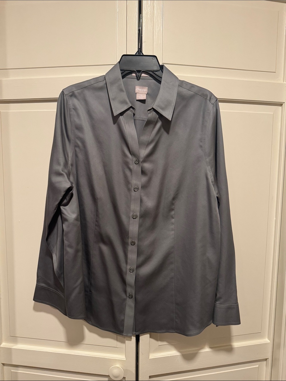 Chico's Women's Charcoal Gray Button-Front Blouse